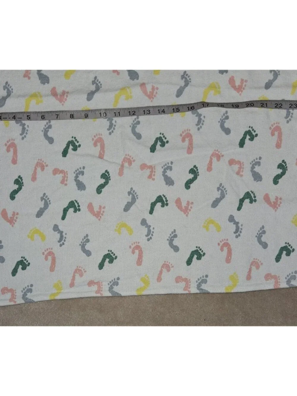 2 VTG Standard Textile Receiving Blanket Lot Footprints Pink Yellow Green Blue